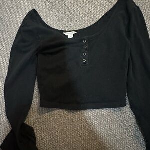 Women's Black Long Sleeve Top